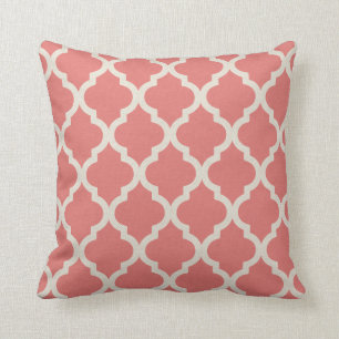 Quatrefoil Pattern in Coral Pink Cushion