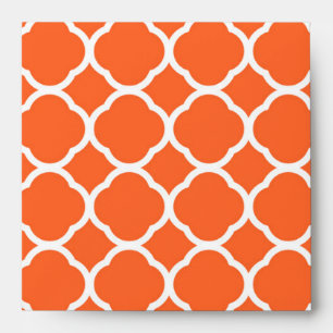 Quatrefoil Pattern in Mandarin Orange and White Envelope