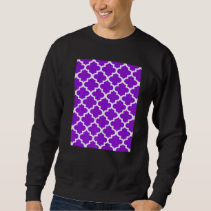 Quatrefoil Pattern In White Outline On Purple Sweatshirt