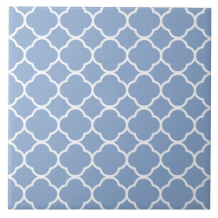 Quatrefoil Pattern Light Blue Ceramic Tile