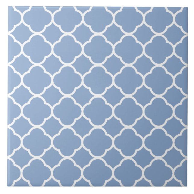 Quatrefoil Pattern Light Blue Ceramic Tile (Front)