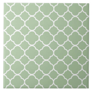 Quatrefoil Pattern Mint Green Ceramic Tile