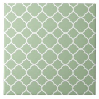 Quatrefoil Pattern Mint Green Ceramic Tile