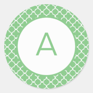 Quatrefoil Pattern Monogram Classic Round Sticker