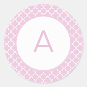 Quatrefoil Pattern Monogram Classic Round Sticker