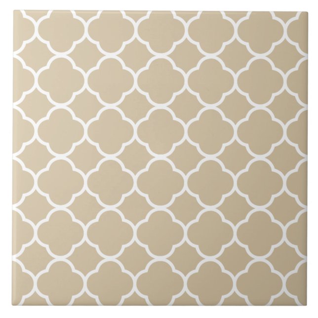 Quatrefoil Pattern Neutral Beige Ceramic Tile (Front)