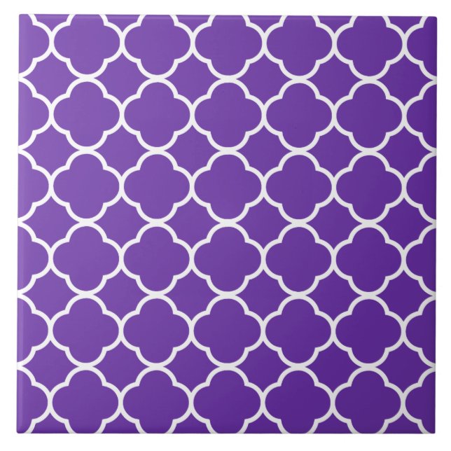 Quatrefoil Pattern Purple Ceramic Tile (Front)