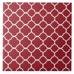 Quatrefoil Pattern Red Ceramic Tile