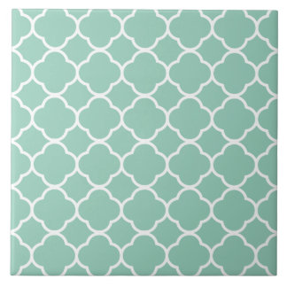 Quatrefoil Pattern Teal Ceramic Tile