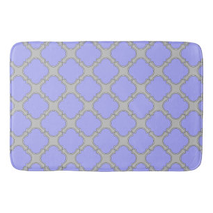 Quatrefoil periwinkle and grey bath mat
