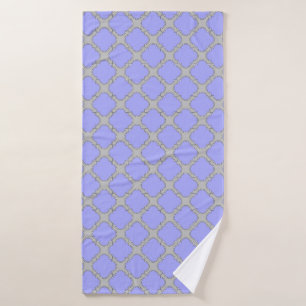 Quatrefoil periwinkle and grey bath towel