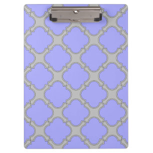 Quatrefoil periwinkle and grey clipboard