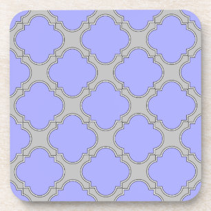 Quatrefoil periwinkle and grey coaster