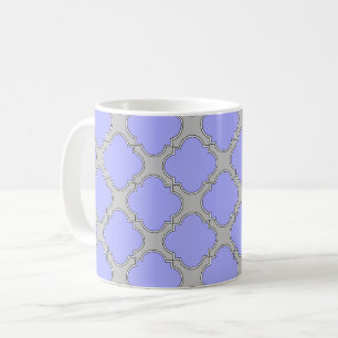 Quatrefoil periwinkle and grey coffee mug