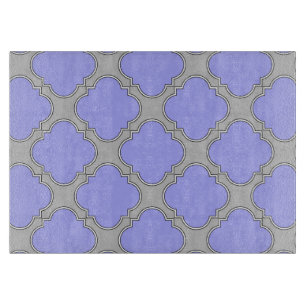 Quatrefoil periwinkle and grey cutting board