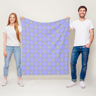 Quatrefoil periwinkle and grey fleece blanket