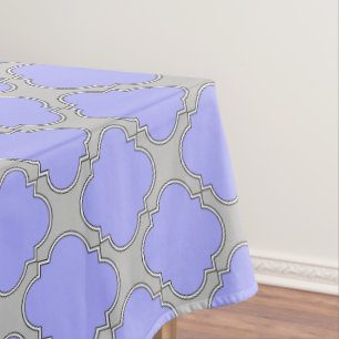 Quatrefoil periwinkle and grey tablecloth