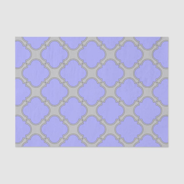 Quatrefoil periwinkle and grey tissue paper (Front)