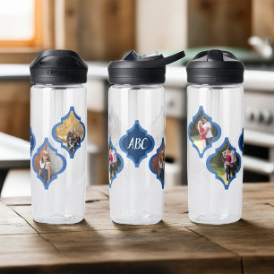 Quatrefoil Photo Collage Water Bottle