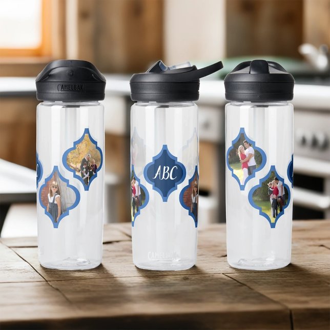 Quatrefoil Photo Collage Water Bottle (Creator Uploaded)
