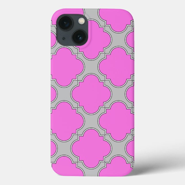 Quatrefoil pink and gray Case-Mate iPhone case (Back)