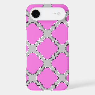Quatrefoil pink and grey