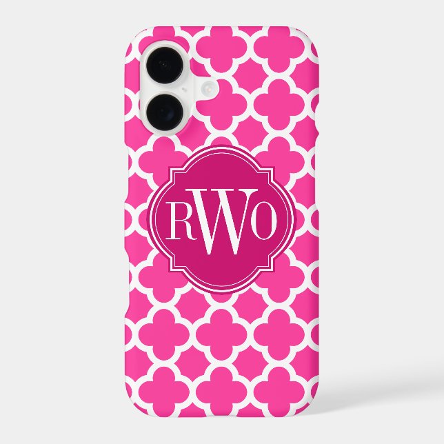 Quatrefoil Pink and White Pattern Monogram (Back)
