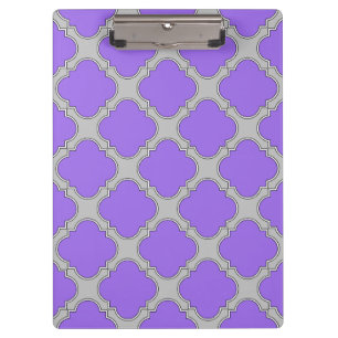 Quatrefoil purple and grey clipboard