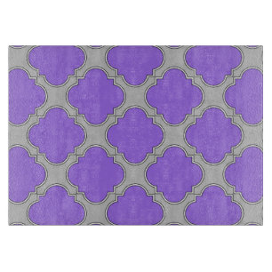 Quatrefoil purple and grey cutting board