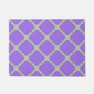 Quatrefoil purple and grey doormat