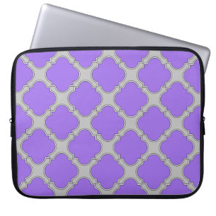 Quatrefoil purple and grey laptop sleeve