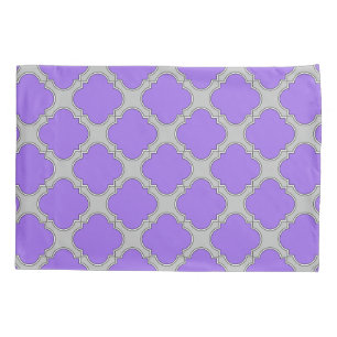 Quatrefoil purple and grey pillowcase