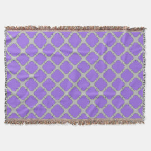 Quatrefoil purple and grey throw blanket