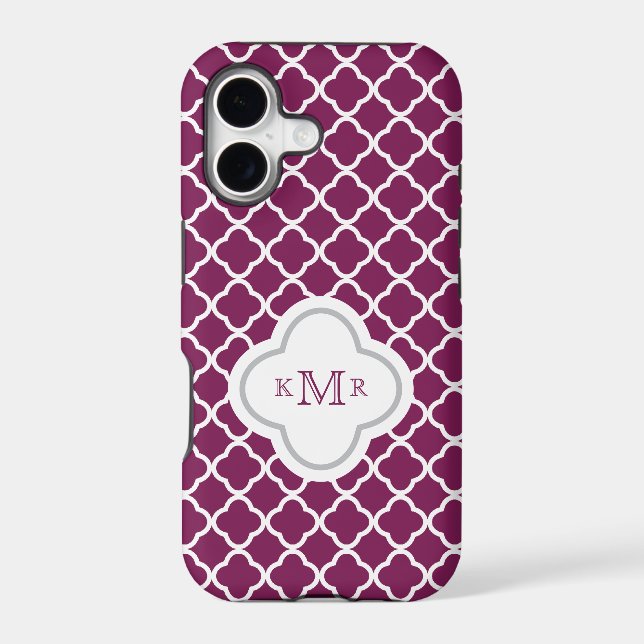 Quatrefoil Purple Plum Pattern Stylish Monogram (Back)