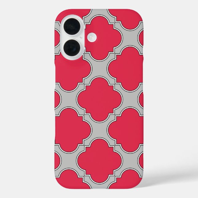 Quatrefoil red and grey Case-Mate iPhone case (Back)