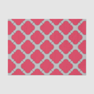 Quatrefoil red and grey tissue paper