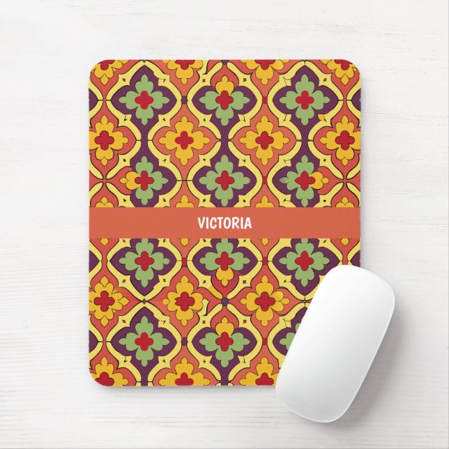 Quatrefoil Retro Custom Pattern Mouse Pad (With Mouse)