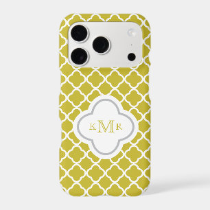Quatrefoil Retro Yellow Pattern Stylish Monogram
