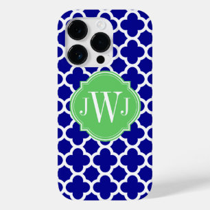 Quatrefoil Royal Blue and White Pattern Case-Mate iPhone 14 Pro Case
