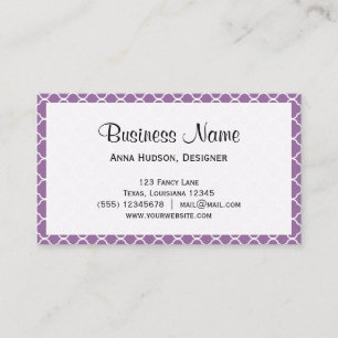 Quatrefoil Shape (Quatrefoil Tiles) - Purple White Business Card