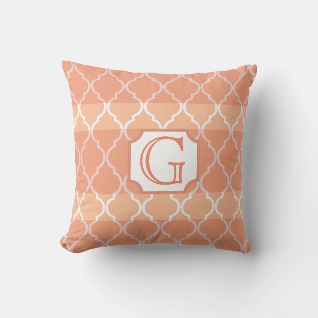 Quatrefoil Stripe Monogram by Cheryl Daniels Cushion (Front)