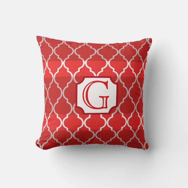 Quatrefoil Stripe Monogram by Cheryl Daniels Cushion (Front)