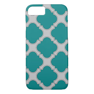 Quatrefoil teal and grey iPhone 8/7 case