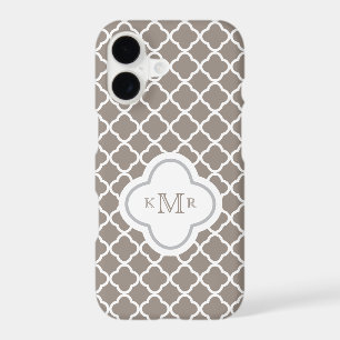 Quatrefoil Toffee Brown Pattern Stylish Monogram