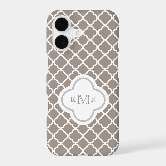 Quatrefoil Toffee Brown Pattern Stylish Monogram (Back)