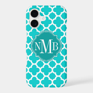 Quatrefoil Turquoise Pattern Monogram