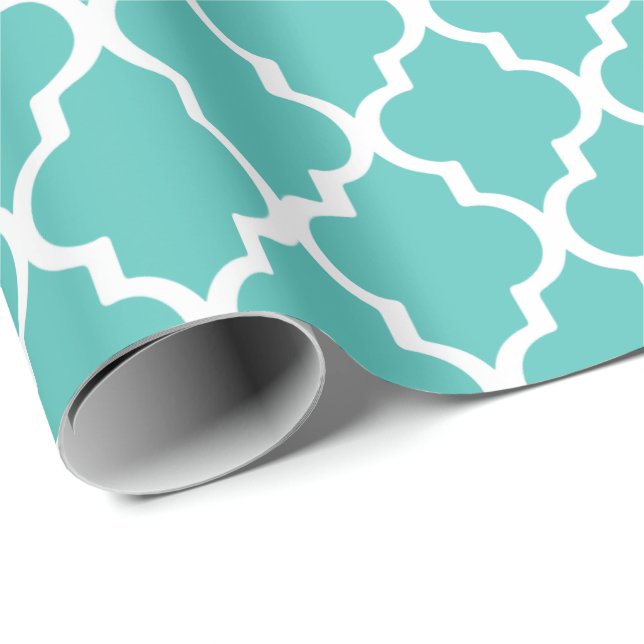 Quatrefoil Wrapping Paper - Turquoise (Roll Corner)