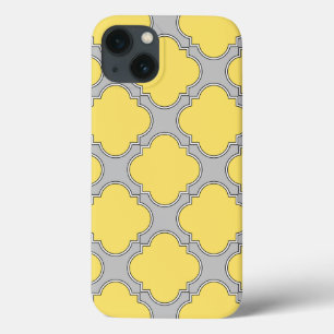 Quatrefoil yellow and gray Case-Mate iPhone case