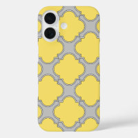 Quatrefoil yellow and grey