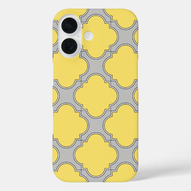 Quatrefoil yellow and grey Case-Mate iPhone case (Back)